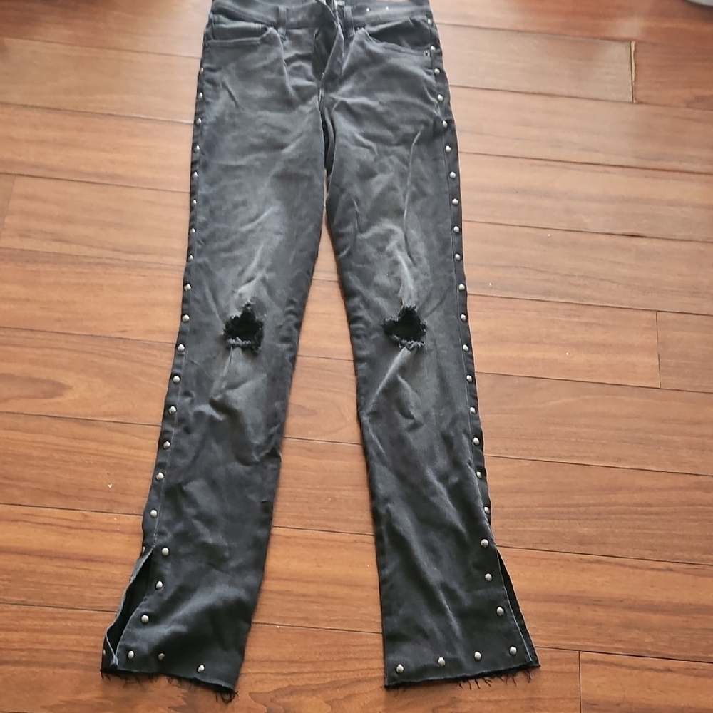 Express Studded Black Distressed Jeans